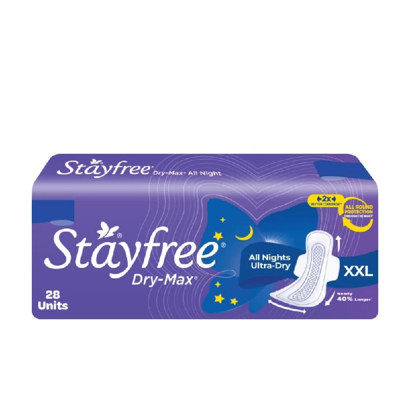 Stayfree Dry Max All Night XXL Dry Cover Sanitary Pads, 28 Pads-1.webp
